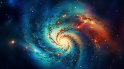 Beautiful spiral galaxy in deep space with star field background