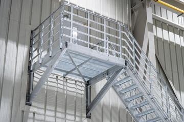 aluminum platform - stairs - handrail - safety in an industrial facility