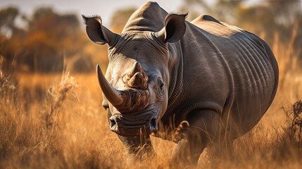 Big Rhino in their natural habitat - obrazy, fototapety, plakaty