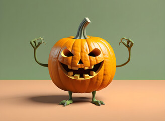 Pumpkin pumpkin for Halloween. AI-generated pumpkin horror.