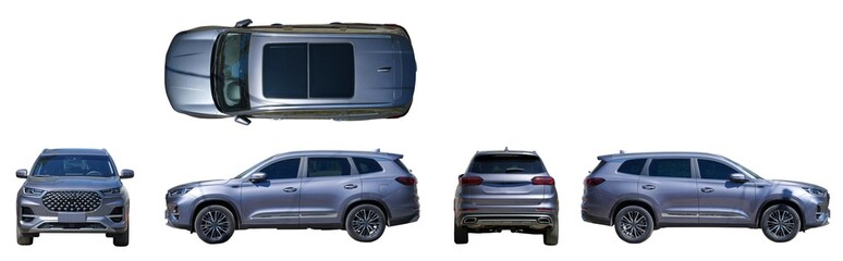 Silver SUV car different view © PixieMe