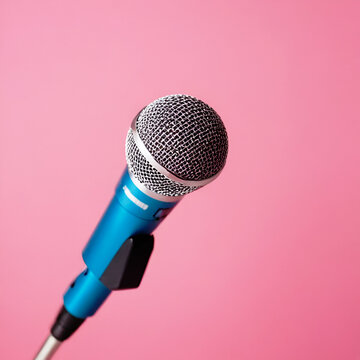 The content of a logo must include CYPM and a microphone pattern. The elements must be related to pop music. The color tone is expected to be blue and pink. AI generate.
