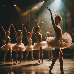 Elegant Ballet Dancers Performing on Stage