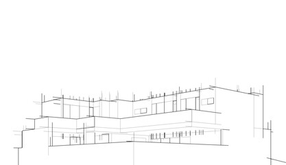 house building sketch architecture 3d illustration
