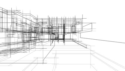 house building sketch architecture 3d illustration