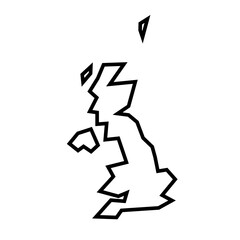 United Kingdom of Great Britain and Northern Ireland country thick black outline silhouette. Simplified map. Vector icon isolated on white background.