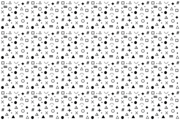 Seamless geometric pattern. Black and white background. Vector illustration. mathematical signs seamless pattern. abstract elements pattern design.