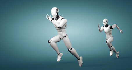 XAI 3d illustration Running robot humanoid showing fast movement and vital energy in concept of future innovation development toward AI brain and artificial intelligence thinking by machine learning