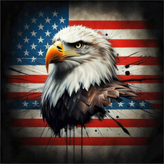  American eagle on the background of the US flag