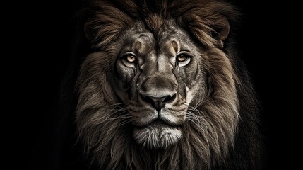 Portrait of beautiful African lionin black and white