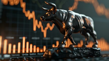 arrow show profit growth and bull. bull market on stock. generative AI