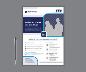 Caproate healthcare and medical flyer or poster design template layout. hospital flyer, clinic poster or flyer design vector set. creative medical flyer. modern medical leaflet design vector template