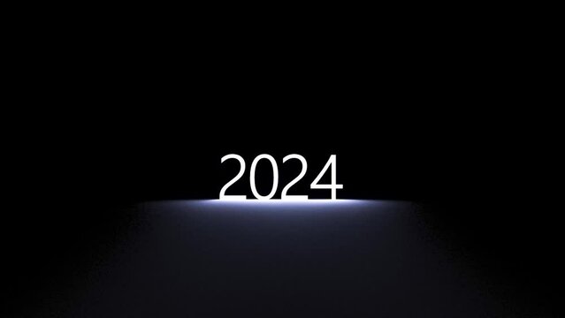 2024 neon, glowing numbers. Goal for 2024, plan, beginning, forecast. Abstract 2024,Animation,3D render