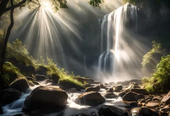 Fotobehang waterfall in the mountains © Sana
