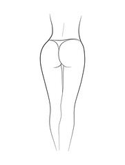 silhouette of a woman butt body, woman figure black and white drawing