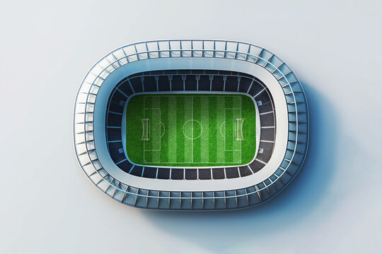 Minimalistic soccer stadium from above. Excitement and energy concept