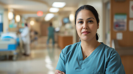 Portrait of a Smiling Professional Nurse in Modern Hospital Ward