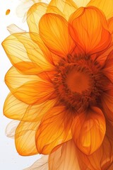 Beautiful sunflower or chrysanthemum flower art illustration with blurred effect. Stylized single sunflower abstract pattern, print design for T-shirt, clothing, paper, stationery, notepads, books.