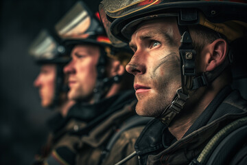 Fototapeta premium Focused Firefighters in Gear