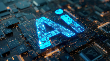 AI Concept on Electronic Circuit Board