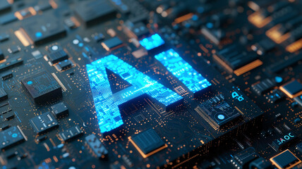 Obraz premium AI Concept on Electronic Circuit Board