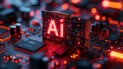 AI Technology Concept on Circuit Board
