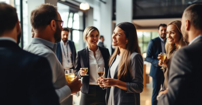 Professionals forging connections at a business networking event	