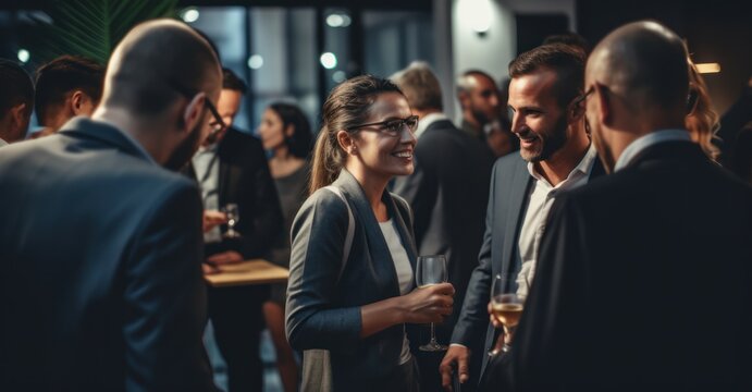 Professionals forging connections at a business networking event	