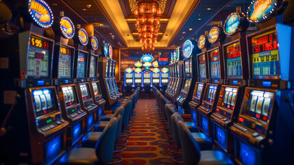 Des machines à sous dans un casino. - obrazy, fototapety, plakaty