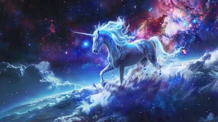 Obraz na płótnie Canvas nebula painting unicorn fantasy galaxy art