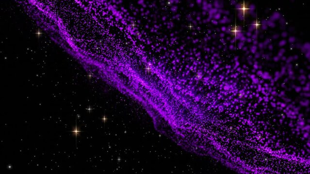 Animation of stars and purple spots on black background