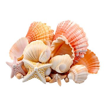 Seashells isolated on transparent background