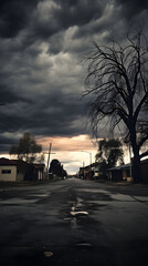 Gloomy Weather: The Unending Dance of Dark Clouds, Bare Branches, and Lonesome Streets