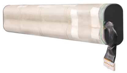 Old laptop battery on isolated background.