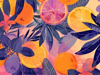 digital illustration drawing sketch of flowers and fruit