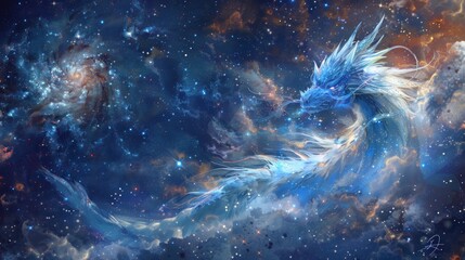 abstract cloudy dragon fantasy galaxy art
