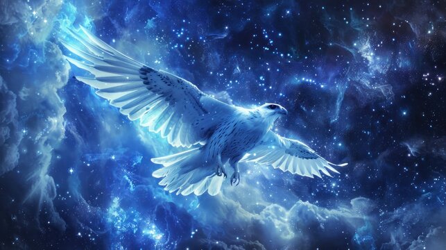 flying falcon fantasy galaxy art