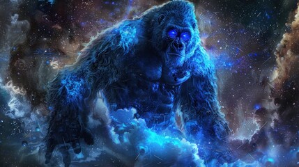 gorilla fantasy galaxy art - obrazy, fototapety, plakaty