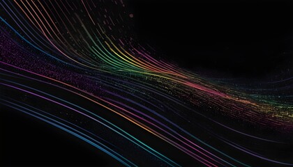 Fototapeta na wymiar Holographic wavy colorful lines on black background