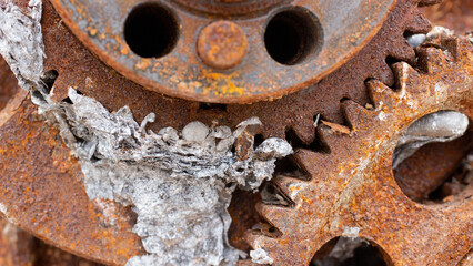 Vintage mechanism, winch, big gears for background