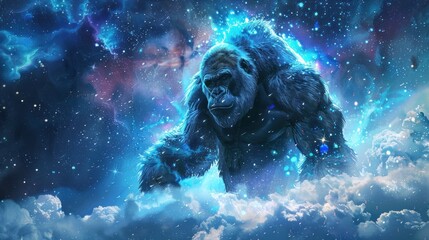 big monkey fantasy galaxy art - obrazy, fototapety, plakaty