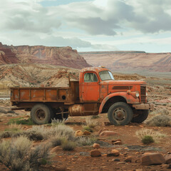 Obraz premium Vintage Truck in Desert Landscape