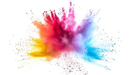 Fototapeta premium Colorful Holi powder on white background