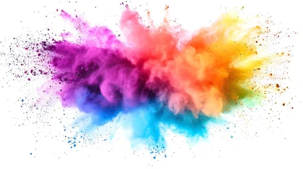 Foto op Canvas Colorful Holi powder on white background © Irfan Hameed