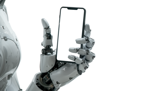 robotic hand holding a cell phone isolated, artificial intelligence generating videos, OpenAI, Sora