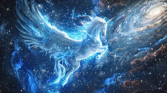 flying pegasus fantasy galaxy art