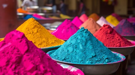Indian Festival Holi colors in bowl