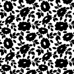 Fototapeta premium rendy hand drawn abstract floral chamomiles illustrationon white backdrop. Vector seamless pattern. Botanical ink illustration with floral motif. Flowers painted by brush.