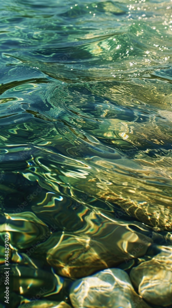 Poster A bird flying over the water. Generative AI.