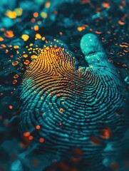 Fingerprint of a person on the surface of water. Generative AI.